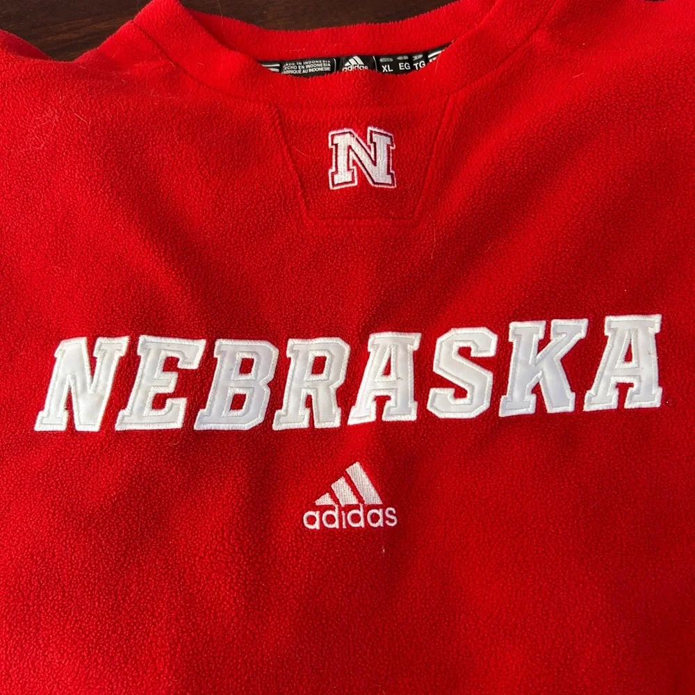 Nebraska Adidas Fleece Crewneck - Picture 2 of 8